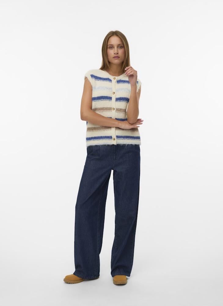 VERO MODA VMKIRA Sleeveless Striped O-Neck Knit Vest - Image 4