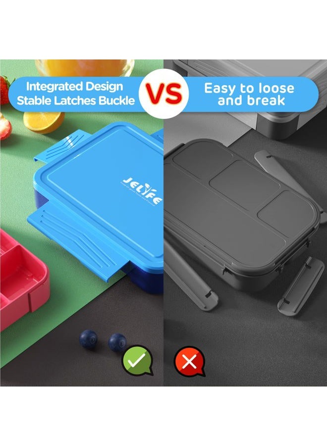 Jelife Bento Lunch Box for Kids - 1450ml Leakproof Kids Bento Box 6 Compartments Toddler Lunch boxes with Silverware for Back to School, Reusable LunchBox Snack Container for Daycare - Image 3