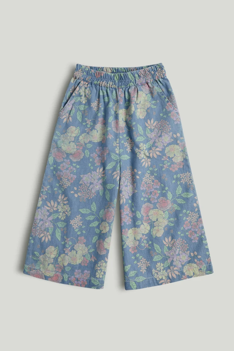 mothercare Blue Floral Barrel-Leg Denim Jeans