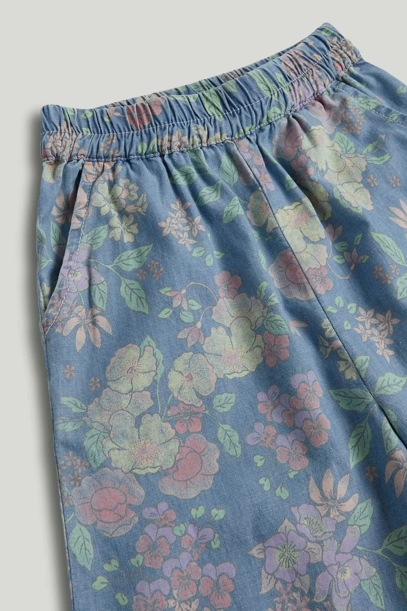 mothercare Blue Floral Barrel-Leg Denim Jeans