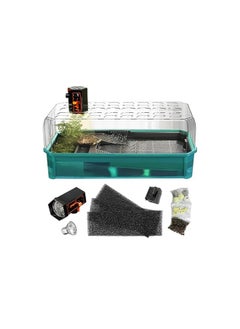 Aquarium Turtle Tank kit Includes Accessories with Water Filter High Anti-Escape Fence and Large Space Turtle Habitat Starter Terrarium For Baby Turtles-34.5X18X18Cm