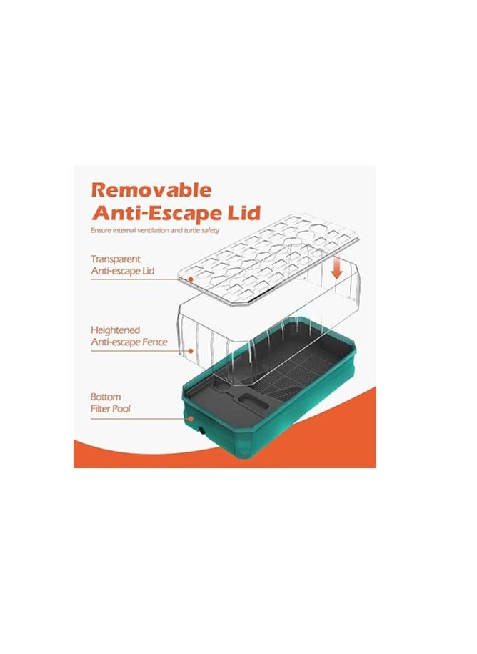 vsell24 - Aquarium Turtle Tank kit Includes Accessories with Water Filter High Anti-Escape Fence and Large Space Turtle Habitat Starter Terrarium For Baby Turtles-34.5X18X18Cm - Image 1