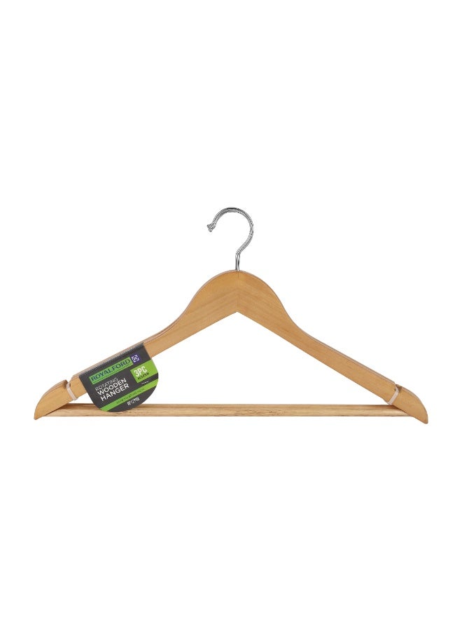 Royalford Wooden Hangers 3 Pack RF12799 Wood Coat Hanger for Coats, Shirts, Jackets, Pants, Suits, Natural Wood Color 360° Rotating hangs - Image 2