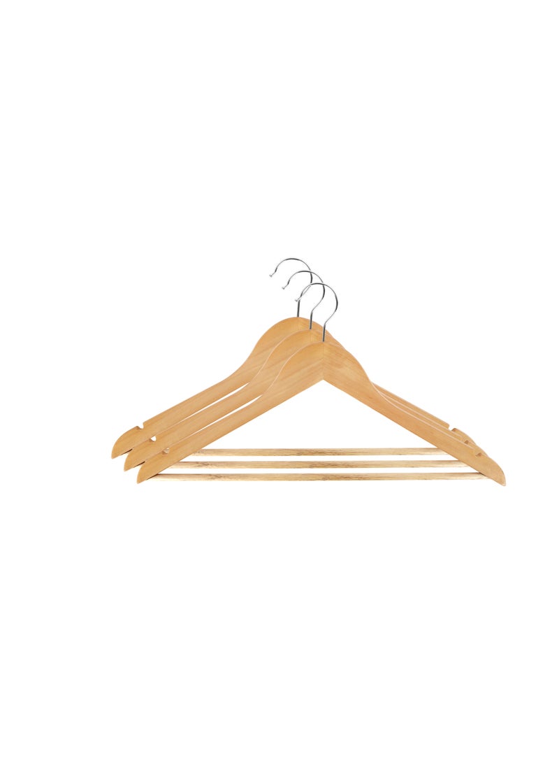 Royalford Wooden Hangers 3 Pack RF12799 Wood Coat Hanger for Coats, Shirts, Jackets, Pants, Suits, Natural Wood Color 360° Rotating hangs - Image 1