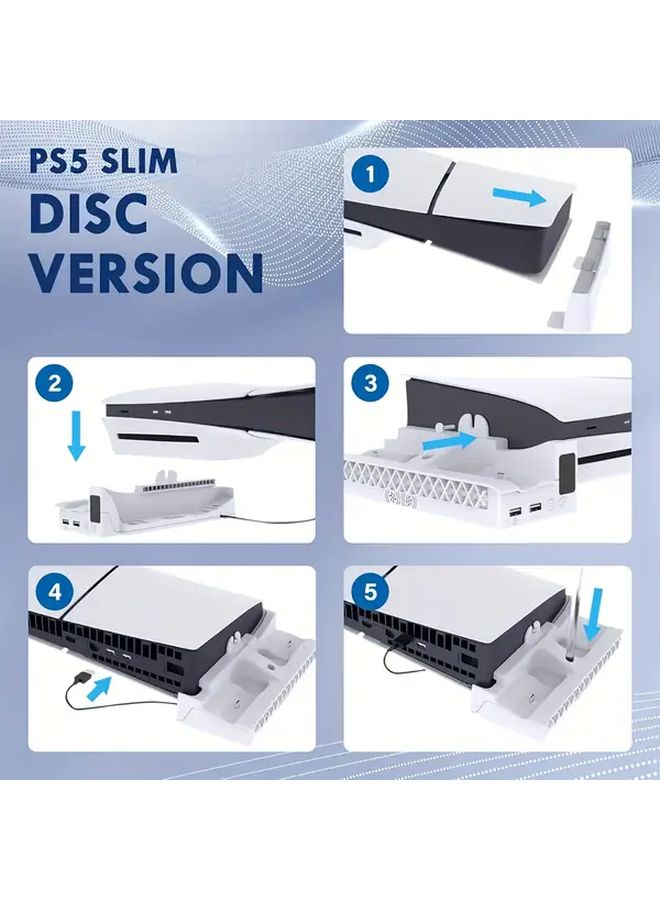 PS5 Slim Pro Cooling Stand RGB Fan With Headphone Hook White - Image 5