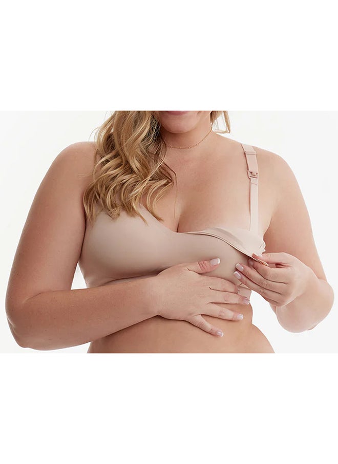 Momcozy Smooth - Ultra Soft And Omni Maternity Nursing Bra - YN21 - Beige L  - Image 3