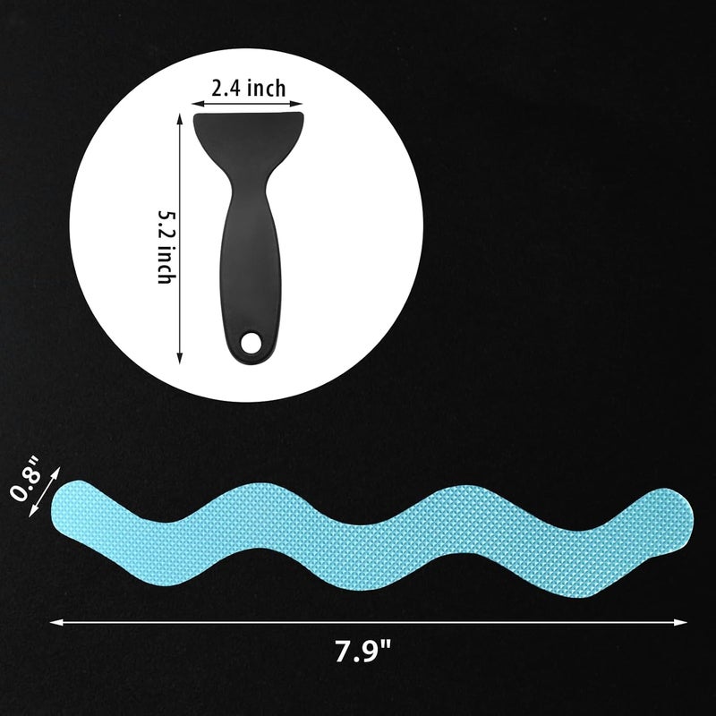Coufce 24PCS Bathtub Non Slip Stickers Blue Safety Anti Slip Shower Strips Adhesive Decals Scraper for Bath Tub Stairs Steps Floor Ladders with Premium - Image 4