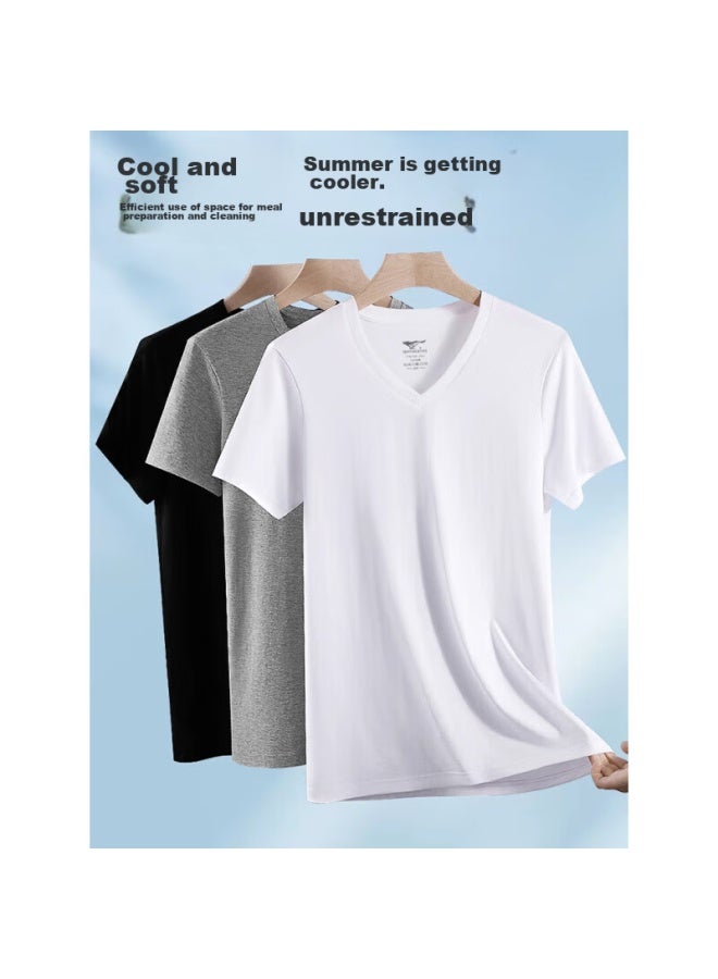 Septwolves Short-sleeve Men's Pure Cotton T-shirt, V-neck Undershirt, 100% Cotton, White T-shirt, Breathable And Comfortable Undershirt - Image 5