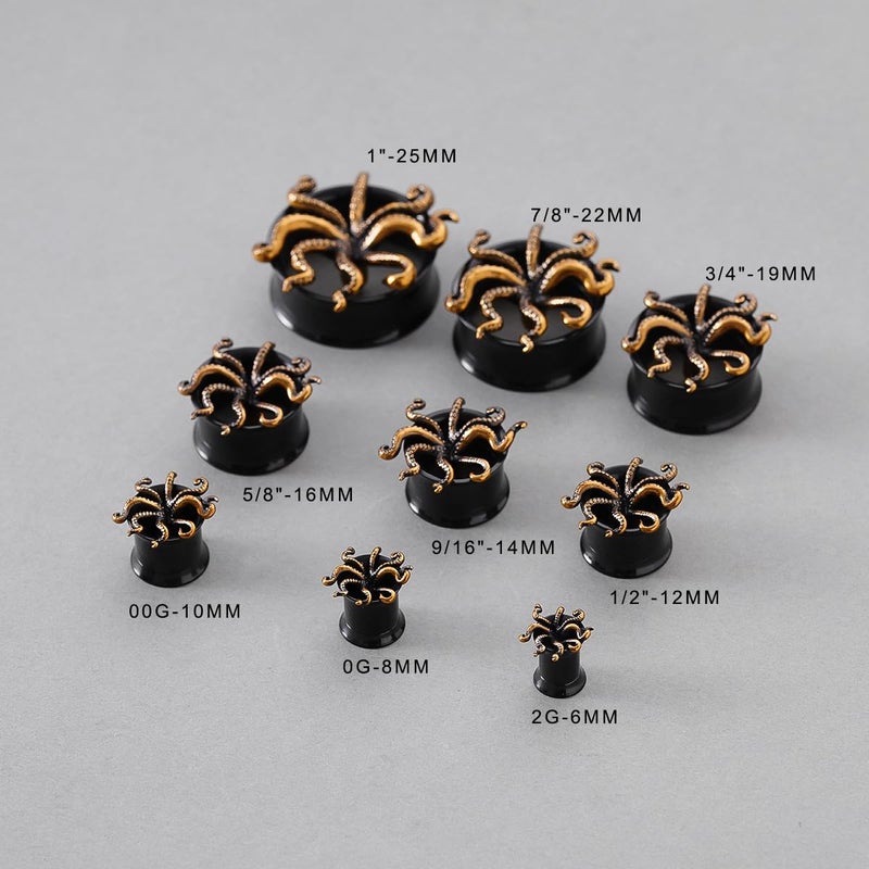 COOEAR Screw Back Stainless Steel Ear Tunnel and Plug Gauges for Earrings, Octopus Logo Piercing Expander Stretchers 2g. - Image 5