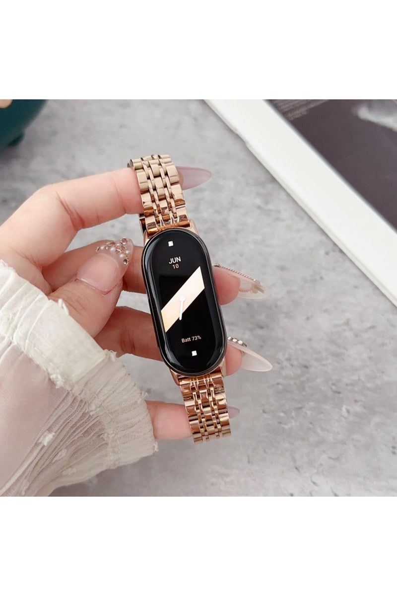 Mi Band 8 Rose Gold Bands for Smart Mi Band 8 Bracelet with Link Removal tool Metal Wristband Strap