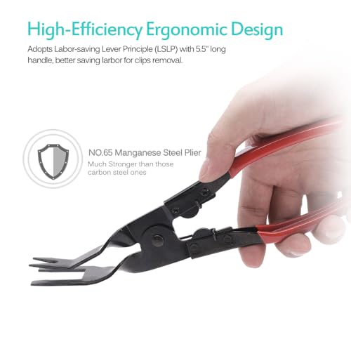 MICTUNING 3 Pcs Clip Pliers Set & Fastener Remover - Auto Upholstery Combo Repair Kit with Storage Bag for Car Door Panel Dashboard - Pop Clip Removal Tool - Image 5