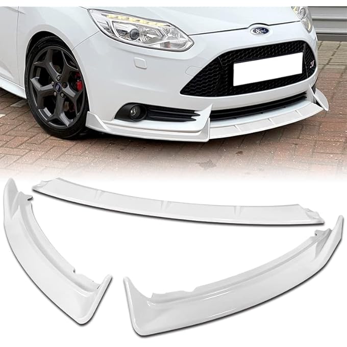 DriftX Performance 3PCS Front Bumper Lip Kit fit for Compatible with 2012-2014 Ford Focus ST MK3, GT-Style Splitter Trim Protection Spoiler, Air-Dam-Chin-Diffuser (Painted White) - Image 1