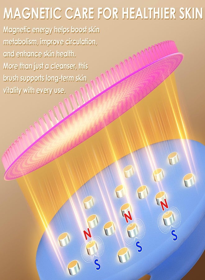 إنر نيد فرشاة تنظيف الوجه المغناطيسية المصنوعة من السيليكون من إنر نيد - منظف عميق للمسام مع علاج مغناطيسي لتحسين الدورة الدموية وإضفاء النضارة على البشرة - مقشر وجه ناعم وصحي ومتين لجميع أنواع البشرة (بنفسجي) - Image 3