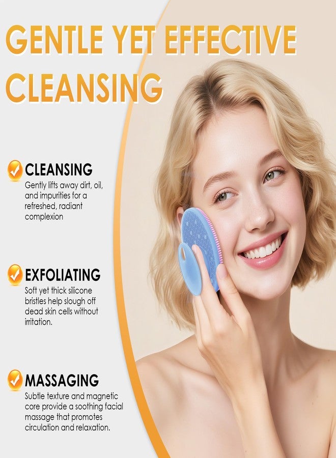 إنر نيد فرشاة تنظيف الوجه المغناطيسية المصنوعة من السيليكون من إنر نيد - منظف عميق للمسام مع علاج مغناطيسي لتحسين الدورة الدموية وإضفاء النضارة على البشرة - مقشر وجه ناعم وصحي ومتين لجميع أنواع البشرة (بنفسجي) - Image 5