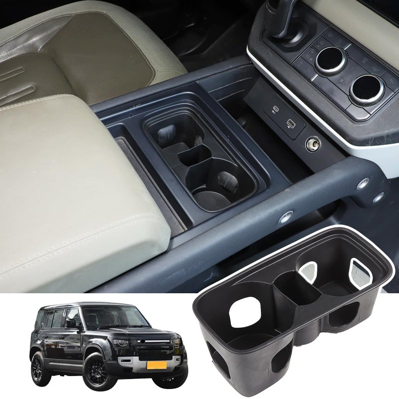 Bekantogy Car Cup Holder Coasters Center Console Cup Holder Insert Coaster Compatible with LR Defender 90 110 130 20202024 Models TPE Material Cup Holder Coaster Black