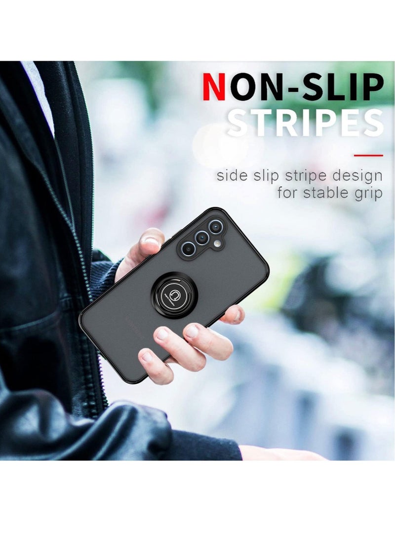 Techie غطاء خلفي شفاف أنيق مع حامل حلقة مغناطيسية لهاتف سامسونج جالاكسي A15 - أسود - Image 3