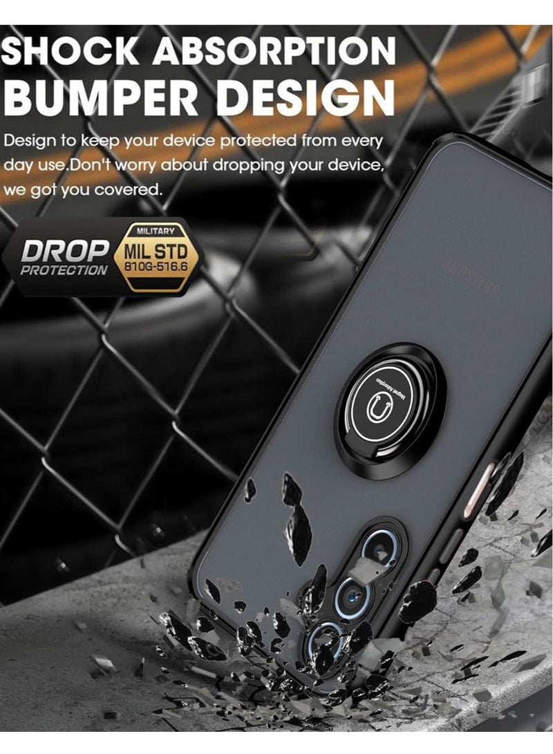 Techie غطاء خلفي شفاف أنيق مع حامل حلقة مغناطيسية لهاتف سامسونج جالاكسي A15 - أسود - Image 4