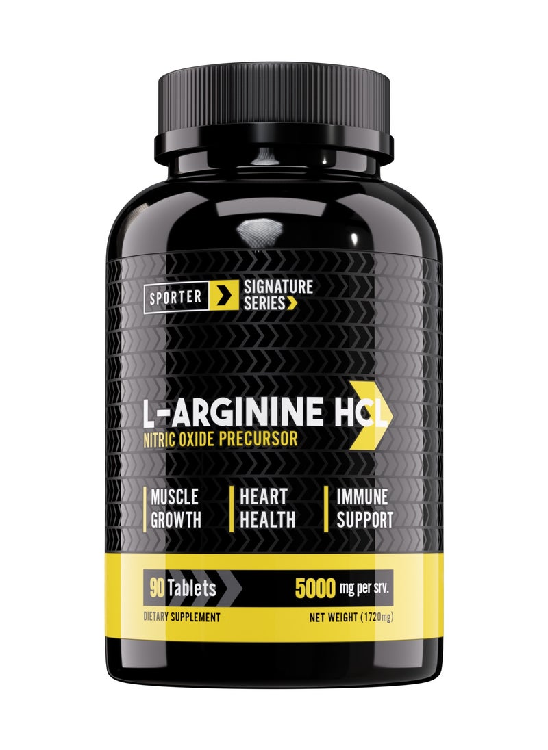 SPORTER Sporter L-Arginine HCL – 90 Tablets | 500mg Per Serving | Nitric Oxide Precursor for Muscle Pumps & Vascularity | Heart Health, Energy & Endurance Support | With B6, B12 & Folic Acid  - Image 1