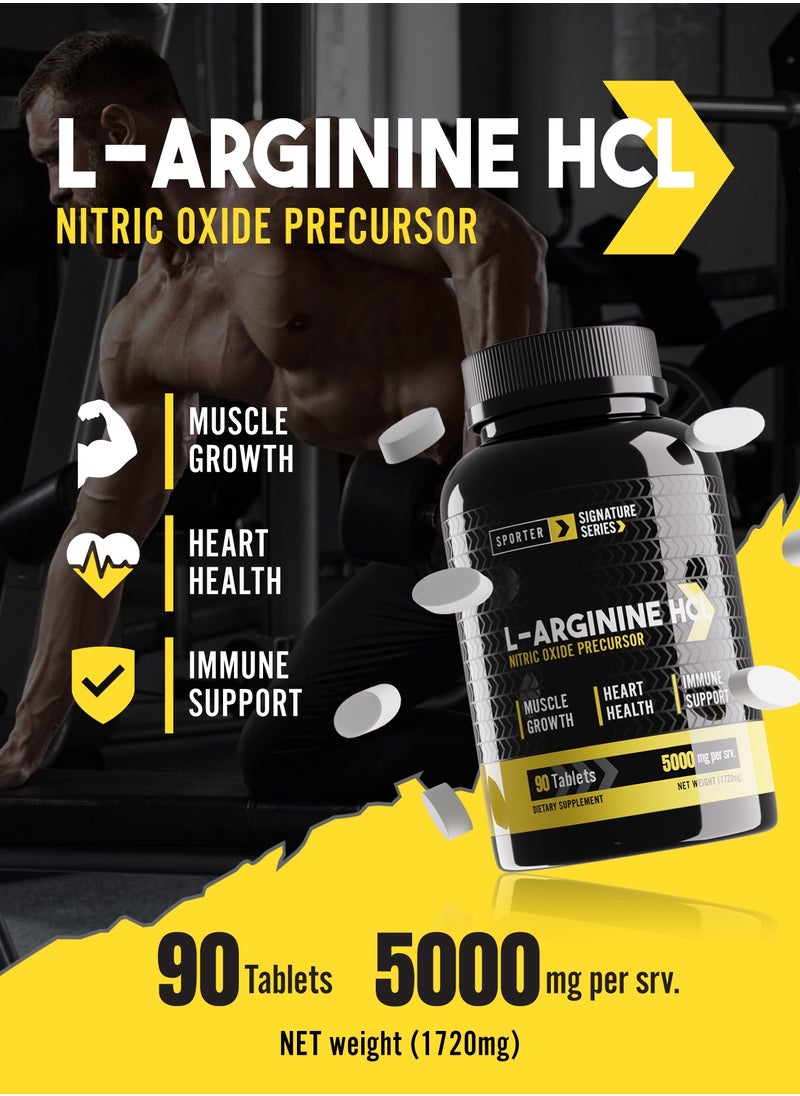SPORTER Sporter L-Arginine HCL – 90 Tablets | 500mg Per Serving | Nitric Oxide Precursor for Muscle Pumps & Vascularity | Heart Health, Energy & Endurance Support | With B6, B12 & Folic Acid  - Image 2