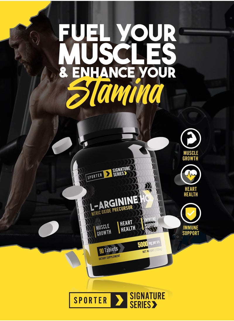 SPORTER Sporter L-Arginine HCL – 90 Tablets | 500mg Per Serving | Nitric Oxide Precursor for Muscle Pumps & Vascularity | Heart Health, Energy & Endurance Support | With B6, B12 & Folic Acid  - Image 4