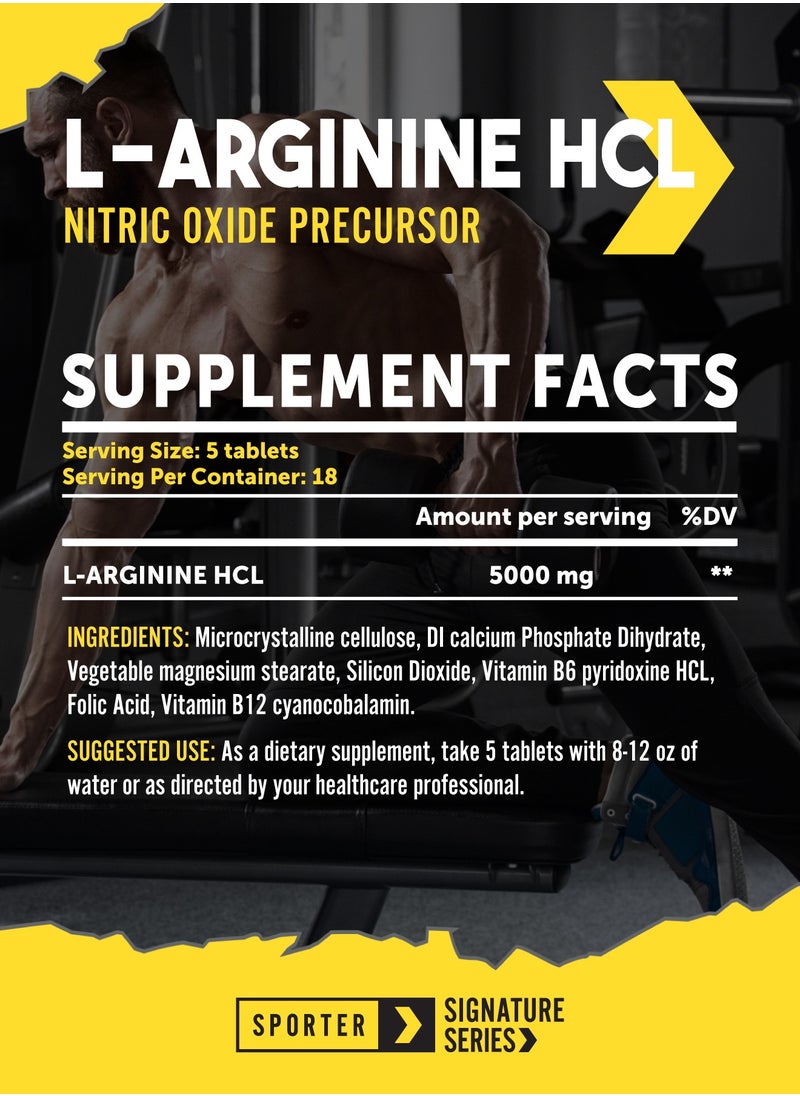 SPORTER Sporter L-Arginine HCL – 90 Tablets | 500mg Per Serving | Nitric Oxide Precursor for Muscle Pumps & Vascularity | Heart Health, Energy & Endurance Support | With B6, B12 & Folic Acid  - Image 3