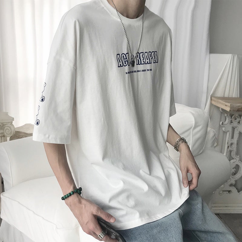 Summer Japanese Style Creative Cartoon Printed Short-Sleeved T-Shirt Men'S Couple'S Trendy Hong Kong Style Plus Size Loose Handsome Short-Sleeved T-Shirt - Image 5