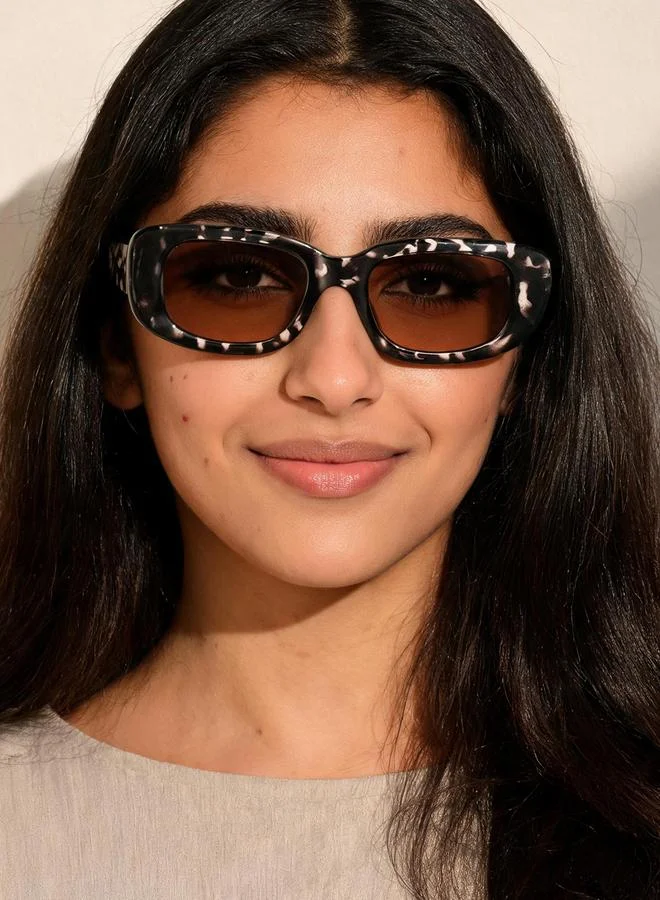 Take Two Multi-Color Rectangle Pattern Sunglasses
