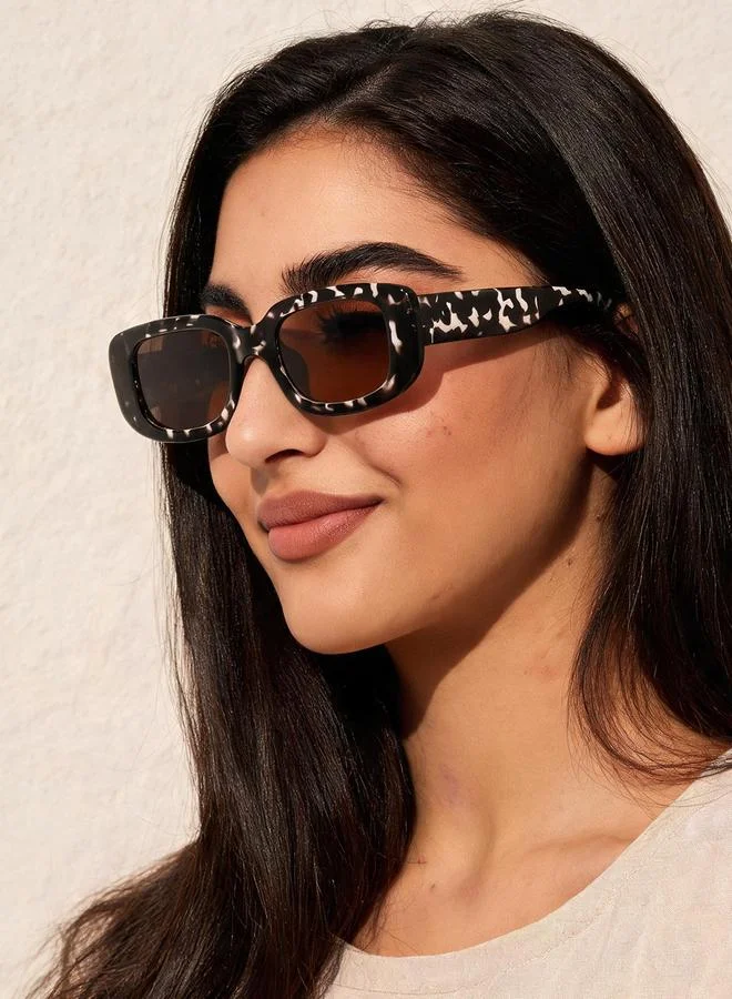 Take Two Multi-Color Rectangle Pattern Sunglasses