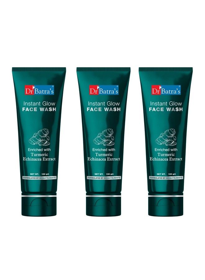 Dr Batra's Dr. Batra's Instant Glow Face Wash, Enriched with Turmeric, Repairs Skin Damage, Prevents infections, Face Wash for Skin Complexion & Glowing skin 100 gm (Pack of 3) - Image 1