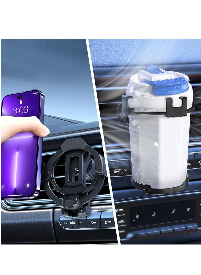 2025 Innovative Design Car Cup Holder & Car Phone Holder for Air Vent,2 in 1 Multifunctional Drink Holder for Car,Universal Adjustable Car Water Bottle Holder Car Interior Accessories  - Image 1