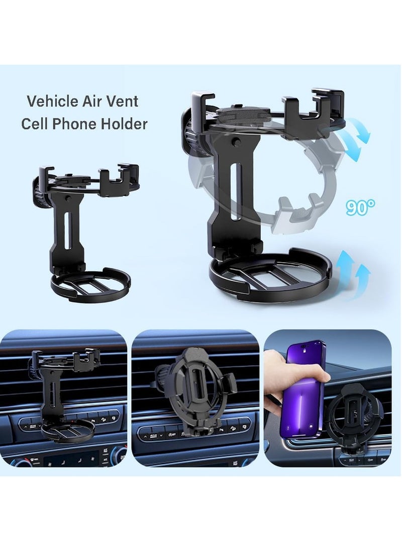 2025 Innovative Design Car Cup Holder & Car Phone Holder for Air Vent,2 in 1 Multifunctional Drink Holder for Car,Universal Adjustable Car Water Bottle Holder Car Interior Accessories  - Image 4