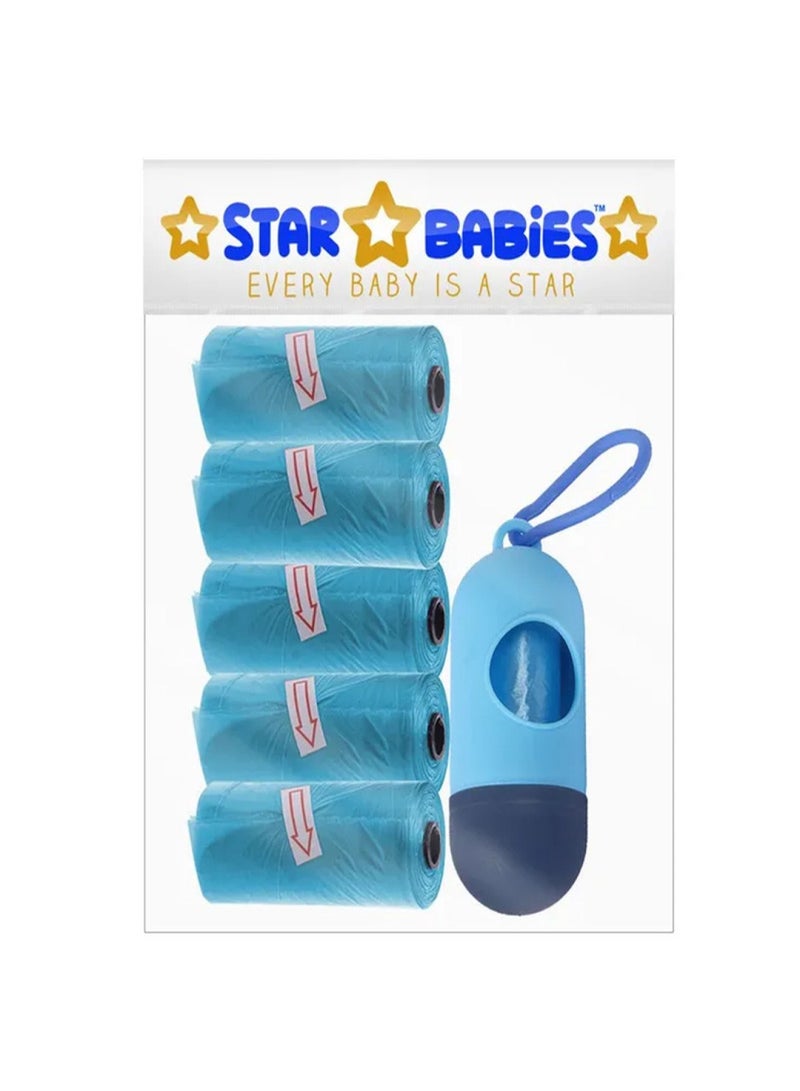 STAR BABiES حقيبة حفاضات كومبو كادي منظم مع مريلة قابلة للتصرف 5 قطع حقيبة معطرة 5 قطع زرقاء - Image 4