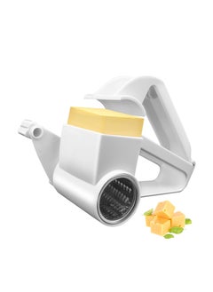 Hihonor Cheese Grater with Handle, Rotary Cheese Grater,Vegetable, Chocolate, Hard Cheese & Nut Grater, White  - Image 1