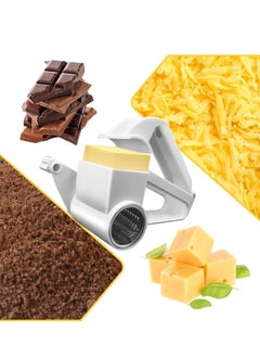 Hihonor Cheese Grater with Handle, Rotary Cheese Grater,Vegetable, Chocolate, Hard Cheese & Nut Grater, White  - Image 3