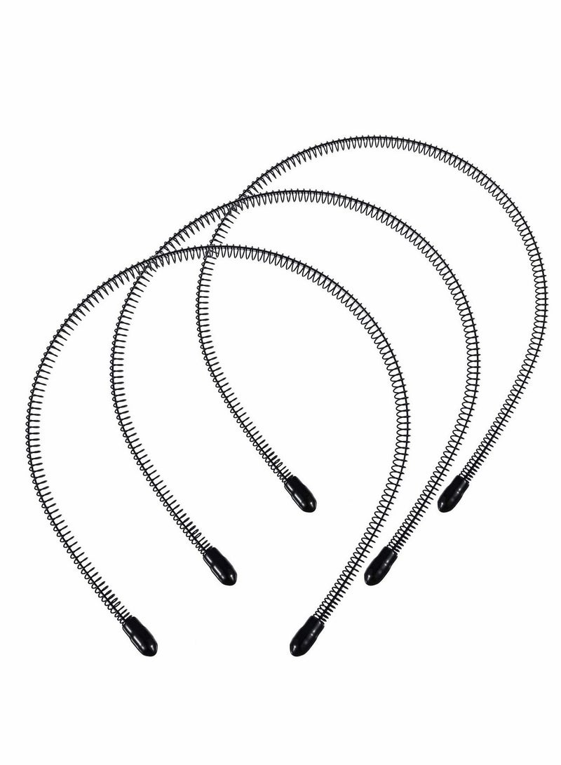 Unisex Elastic Metal Hair Band for Sports Yoga Non Slip Thin Stylish Headband in Black - Image 1