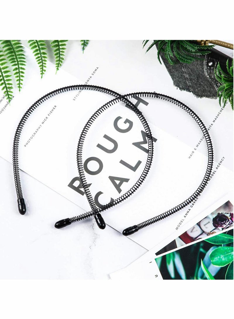 Unisex Elastic Metal Hair Band for Sports Yoga Non Slip Thin Stylish Headband in Black - Image 3