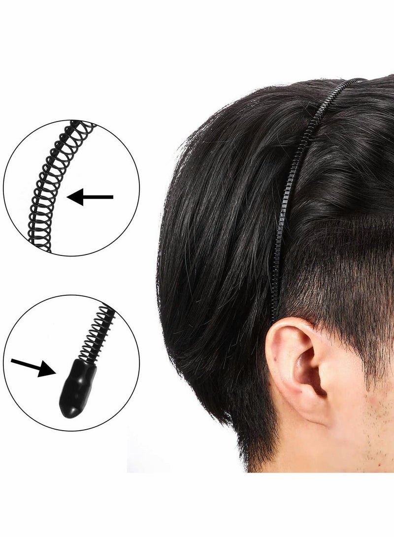 Unisex Elastic Metal Hair Band for Sports Yoga Non Slip Thin Stylish Headband in Black - Image 5