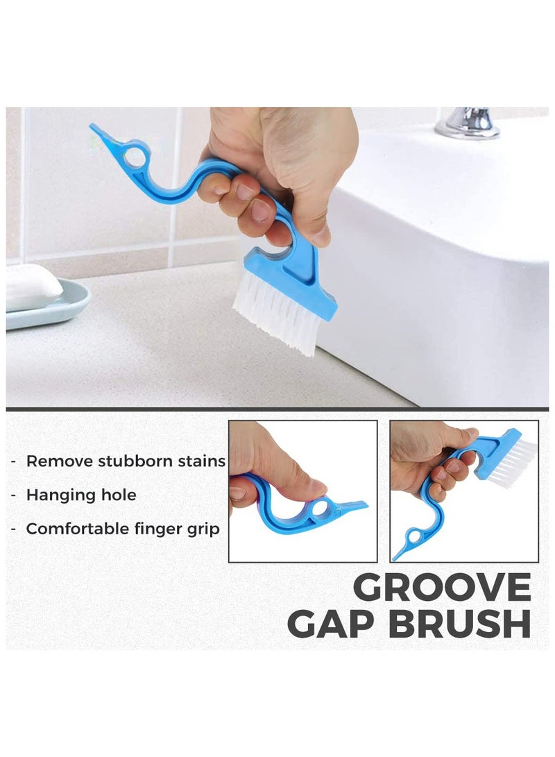 مجموعة أدوات تنظيف أخدود النافذة، 3 منظف مسارات النوافذ، 2 أدوات تنظيف فجوات الأخدود المحمولة باليد، فرشتان لتنظيف مجارف الغبار، 6 قطع قماش بديلة، تنظيف جميع شرائح وفجوات النوافذ - Image 3