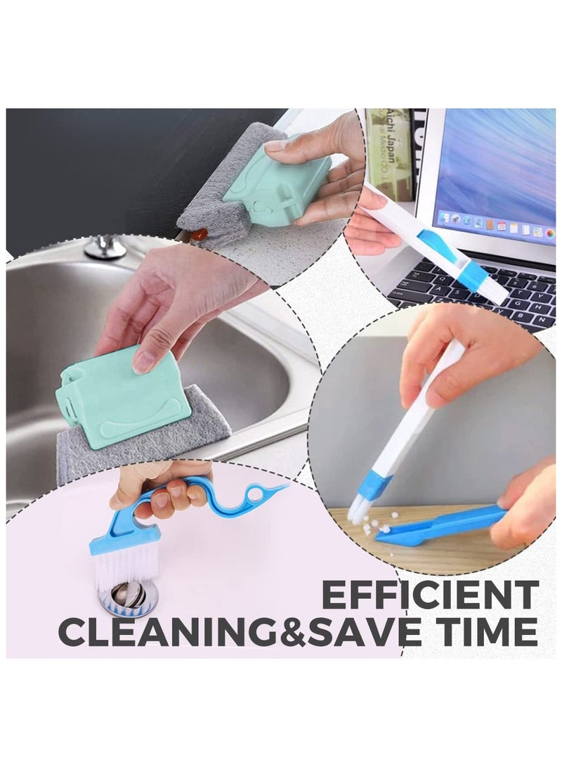 مجموعة أدوات تنظيف أخدود النافذة، 3 منظف مسارات النوافذ، 2 أدوات تنظيف فجوات الأخدود المحمولة باليد، فرشتان لتنظيف مجارف الغبار، 6 قطع قماش بديلة، تنظيف جميع شرائح وفجوات النوافذ - Image 4