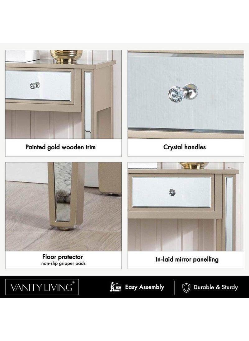 VANITY LIVING VANITY LIVING Console Table, Modern Design Mirrored Narrow Hallway Table, Treviso Slim Wooden Framed Entryway Hall Table for Living Room Furniture  - Image 4