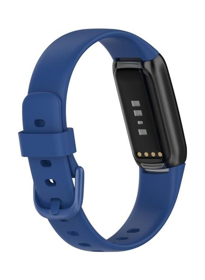 NIBEMINENT Silicone Buckle Replacement Strap Watchband For Fitbit Luxe Size:S Dark Blue - Image 5