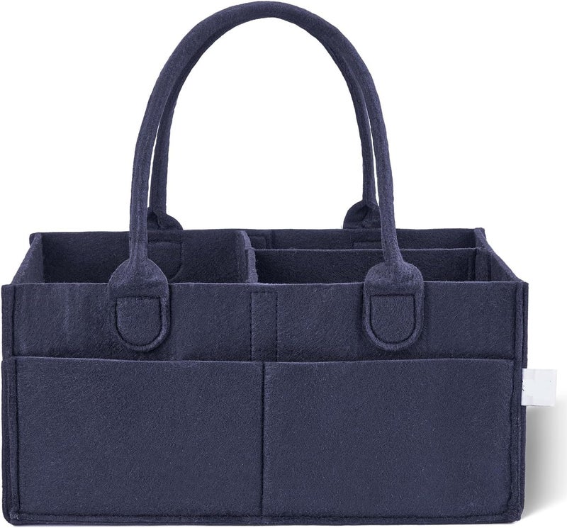 COOFANDY Cute Baby Diaper Caddy Organizer Baby Storage Basket with Removable Compartments Felt Portable Nappy Foldable Bag Organiser for Newborn Mothers Used to Store Nappies (Blue) - Image 2