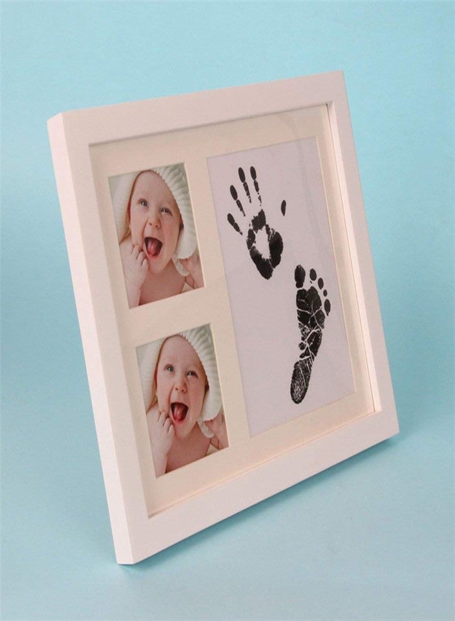 Desi Rang Baby Hand and Footprint kit with Frame, Infant Foot and Handprint, Hand Foot Impression Print DIY, No Touch, Safe Non Toxic Ink pad, Color : Black, Frame : White - Image 2