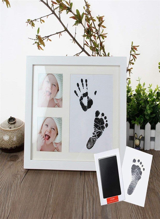 Desi Rang Baby Hand and Footprint kit with Frame, Infant Foot and Handprint, Hand Foot Impression Print DIY, No Touch, Safe Non Toxic Ink pad, Color : Black, Frame : White - Image 3