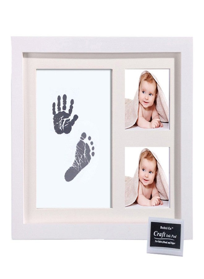 Desi Rang Baby Hand and Footprint kit with Frame, Infant Foot and Handprint, Hand Foot Impression Print DIY, No Touch, Safe Non Toxic Ink pad, Color : Black, Frame : White - Image 1