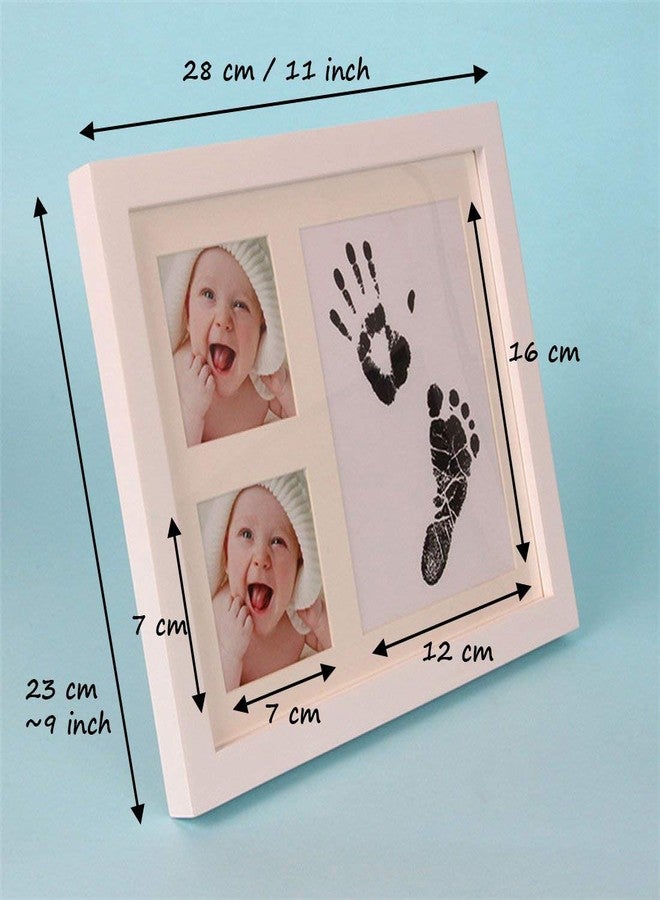 Desi Rang Baby Hand and Footprint kit with Frame, Infant Foot and Handprint, Hand Foot Impression Print DIY, No Touch, Safe Non Toxic Ink pad, Color : Black, Frame : White - Image 4