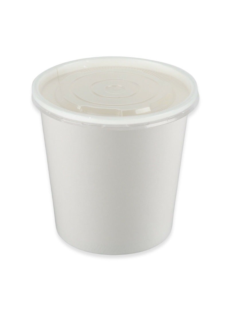 Crystal Premium White Paper Soup Cup 26oz with Secure PP Lid - Pack of 50  - Image 1