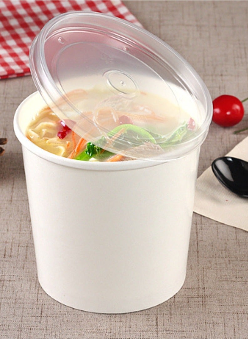 Crystal Premium White Paper Soup Cup 26oz with Secure PP Lid - Pack of 50  - Image 5