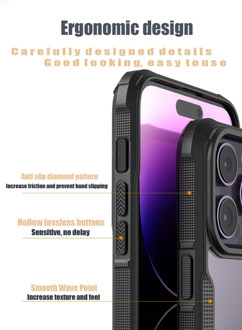 Compatible with iPhone 15 Pro Case Cover Transparent Hard Back Soft Flexible TPU Four Corner Bumper Scratch Resistant Shockproof Protection iPhone 15 Pro Anti-slip Back Cover - Image 4