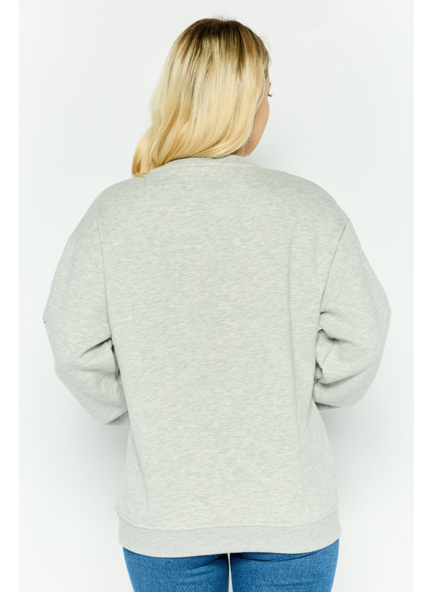 Pepe Jeans Women Crew Neck Long Sleeve Brand Logo Sweatshirt, Grey  - Image 4